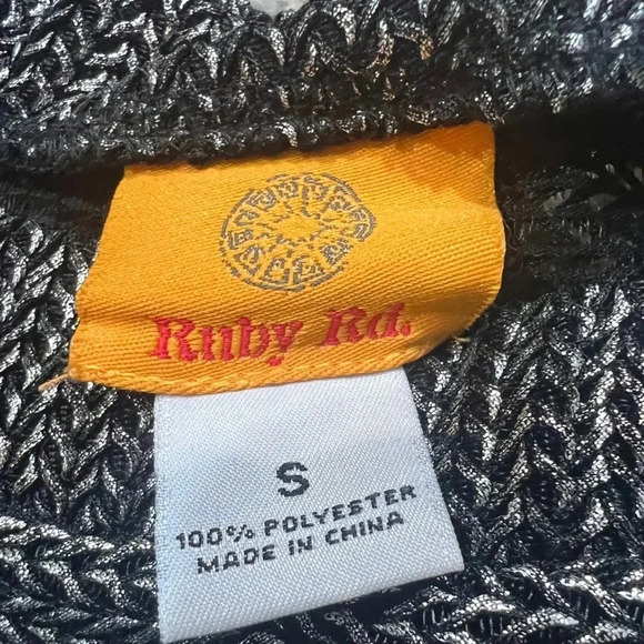 RUBY RD. TOP METALLIC BLACK AND SILVER MESH CREW NECK 3/4 SLEEVE SIZE SMALL - Picture 6 of 9